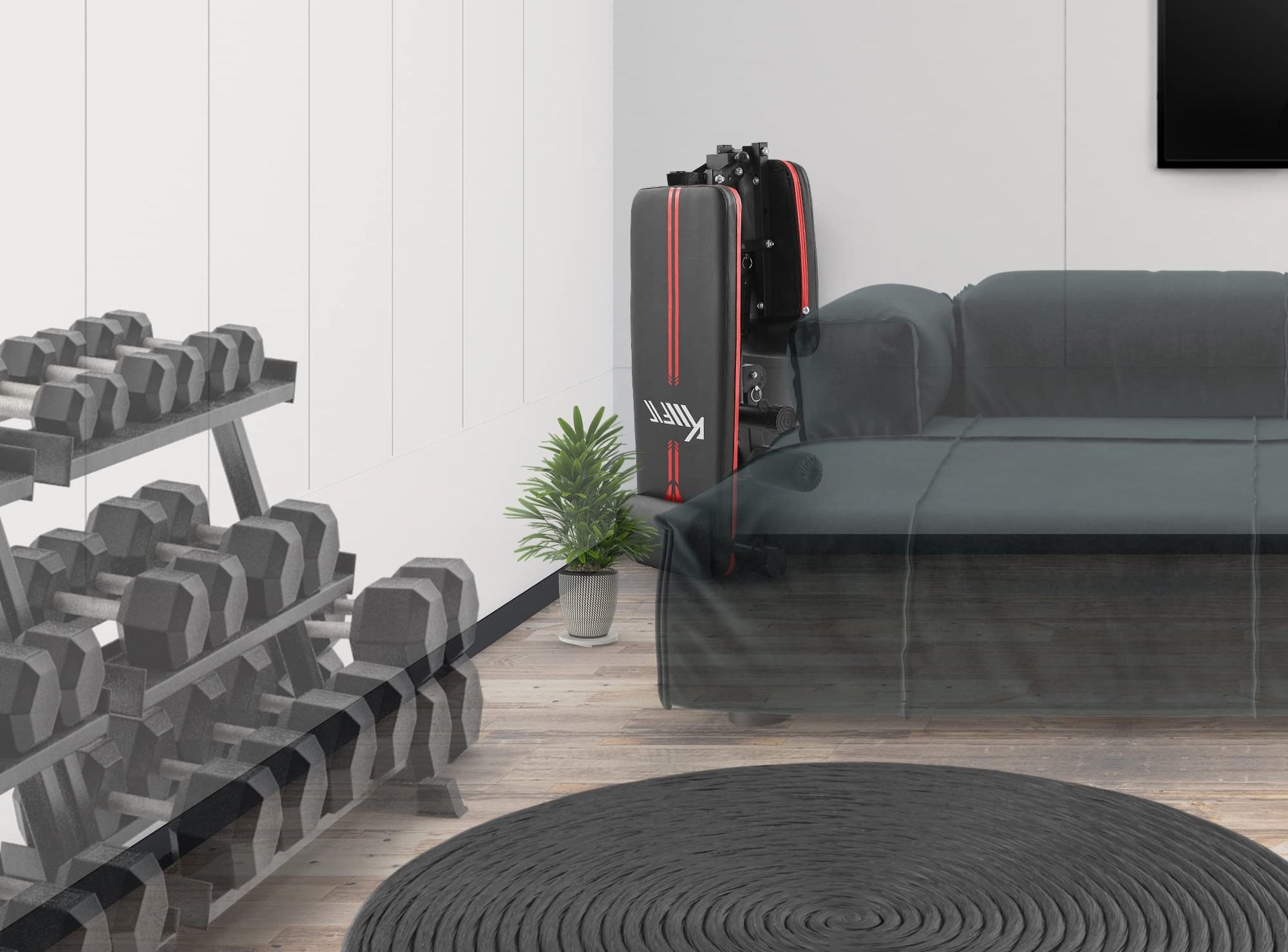 KM Fit klappbare Hantelbank Multifunktion Training Fitness Bank | 6-fach verstellbare Rückenlehne | 3-fach verstellbarer Sitz | Atmungsaktive EVA-Oberfläche | Belastbarkeit bis zu 400 kg